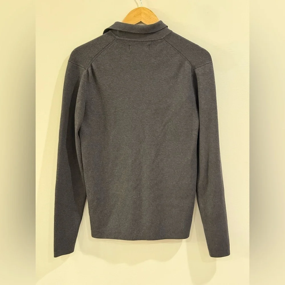 Kenneth Cole Mens Slim-Fit Long-Sleeve Comfort Polo Sweater S, Charcoal